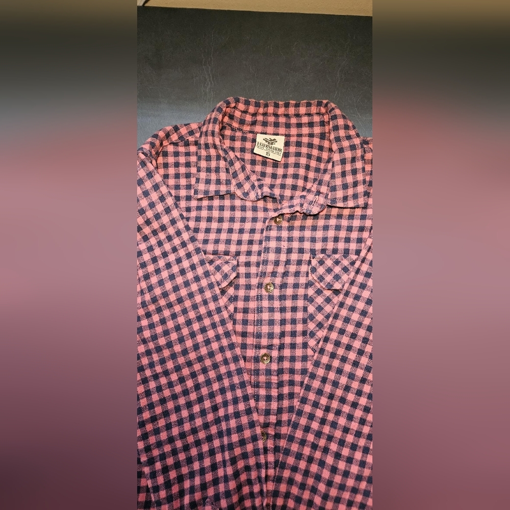 Plaid Kids Button-Down Shirt - Pink and Black